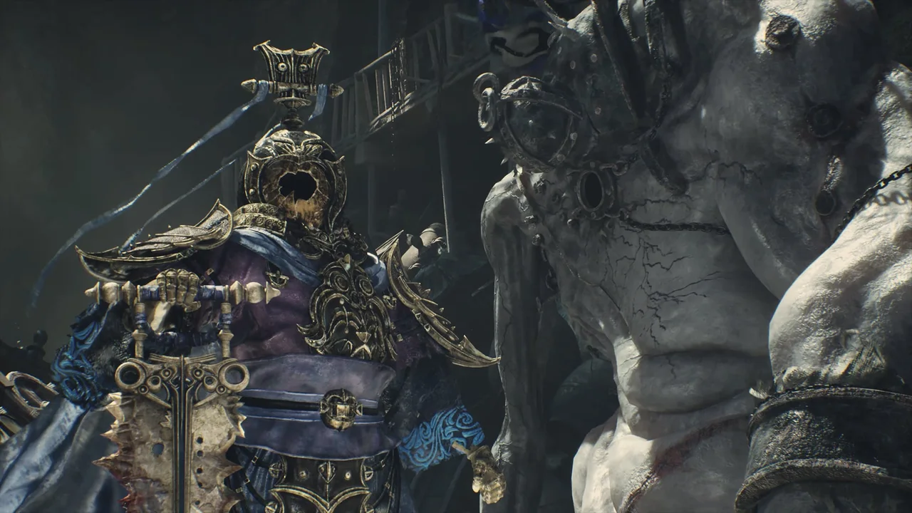 Phantom Blade Zero — An armored opponent carrying a large mechanical weapon.